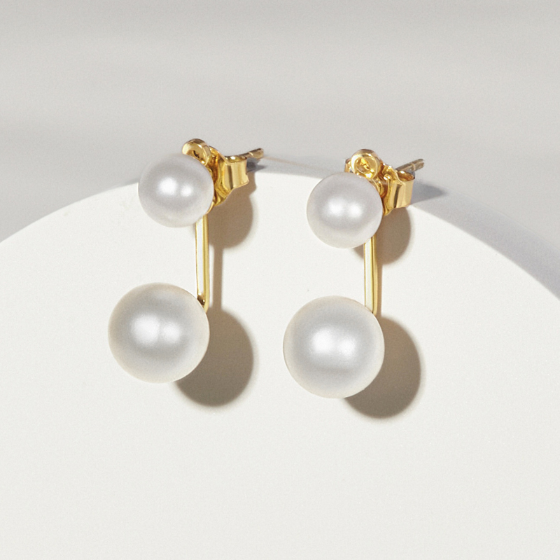 Hoa Tai Bạc 925 Lơ Lửng Đính Ngọc Trai Tự Nhiên Duo Pearls - VSE04
