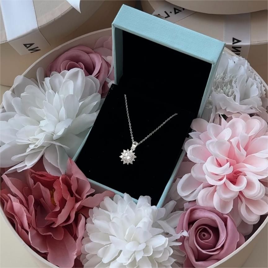 Dây Chuyền Bạc 925 Bông Tuyết Đính Đá Tròn Snowy Necklace - VGN06