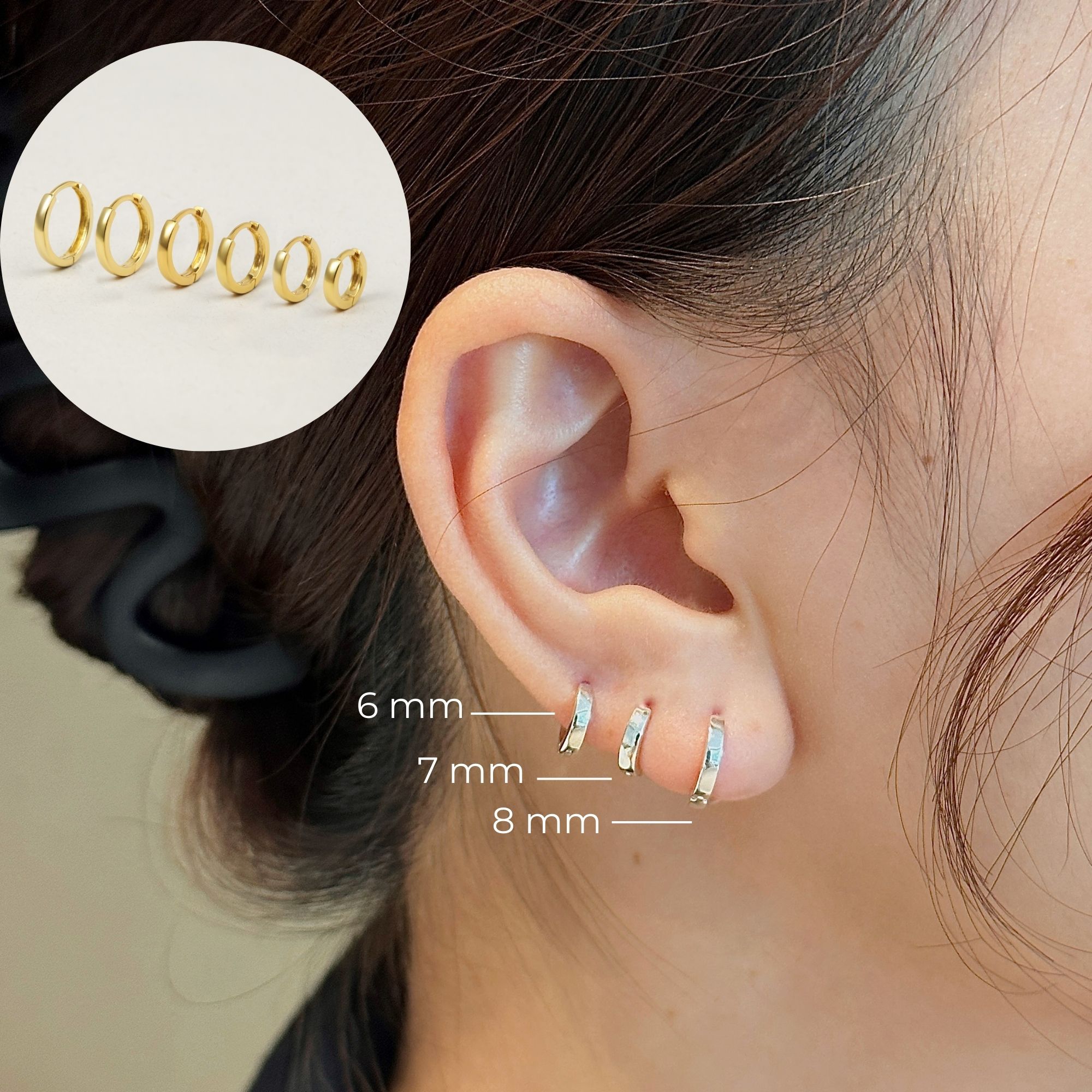 Set Khuyên Tai Hoops Trơn Classic - Earrings Stack Hoa Tai Tròn Bạc Ý CARA LUNA - Set Minimalist Studs
