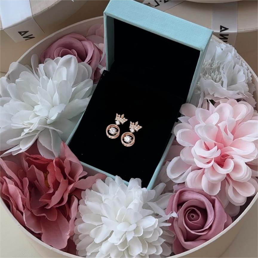 Bông Tai Bạc 925 Vương Miện Đá Nhảy Hàn Quốc My Queen - VYE15