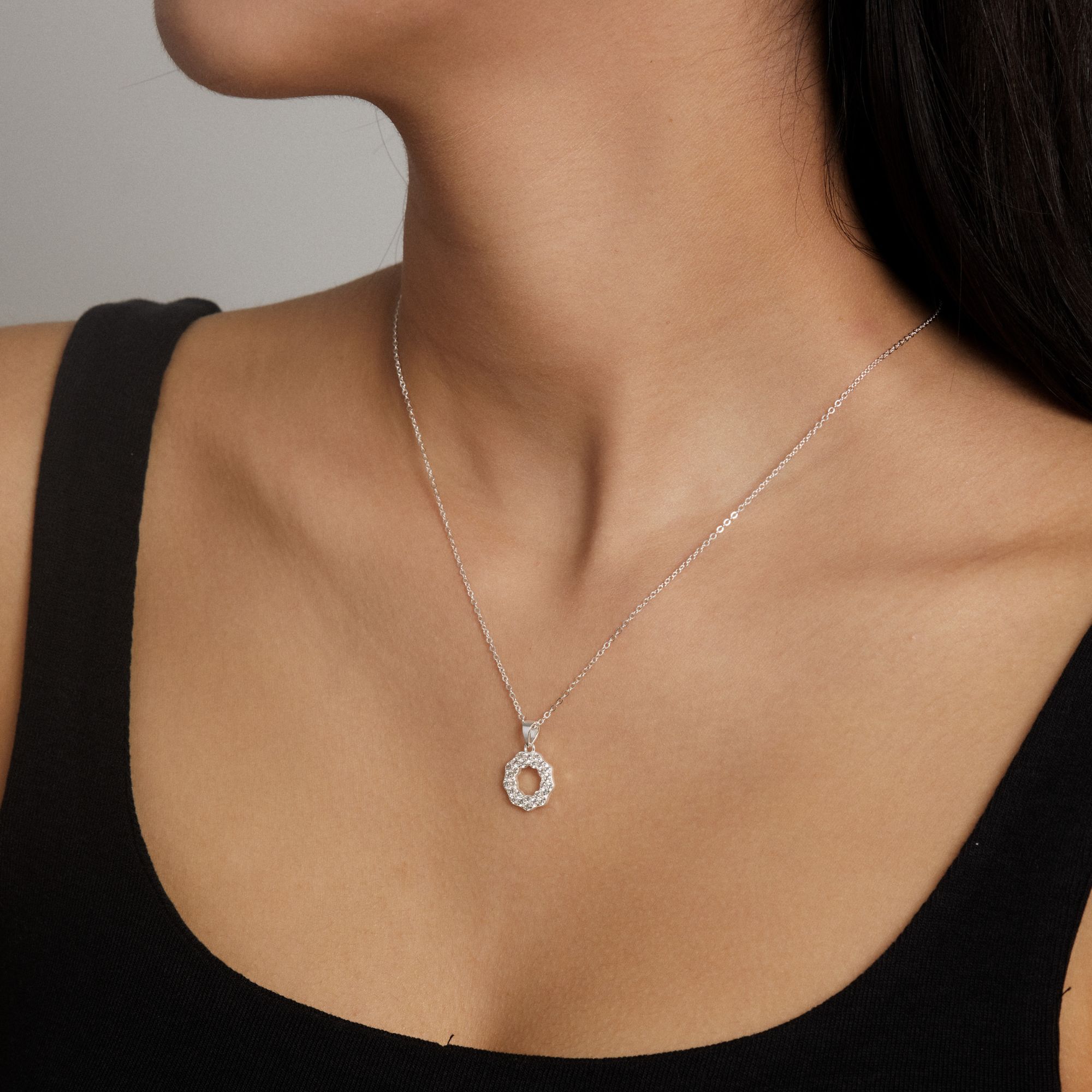Dây Chuyền Bạc 925 Mặt Trời - Mặt Tròn Đính Đá Circle Necklace -VCN513