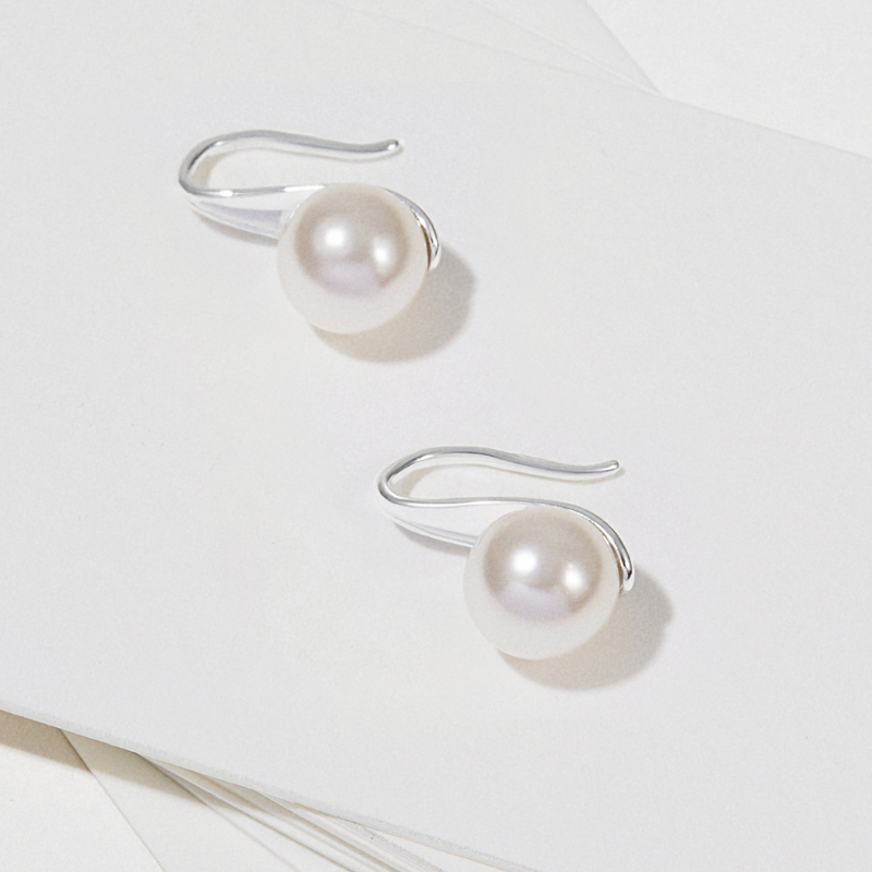 Bông Tai Bạc 925 Móc Câu Đính Ngọc Trai Tự Nhiên Classic Pearl - VCE500