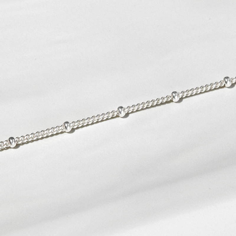 Dây Chuyền Bạc 925 Choker Xích Bạc Mảnh Và Bi Satellite - VCN02