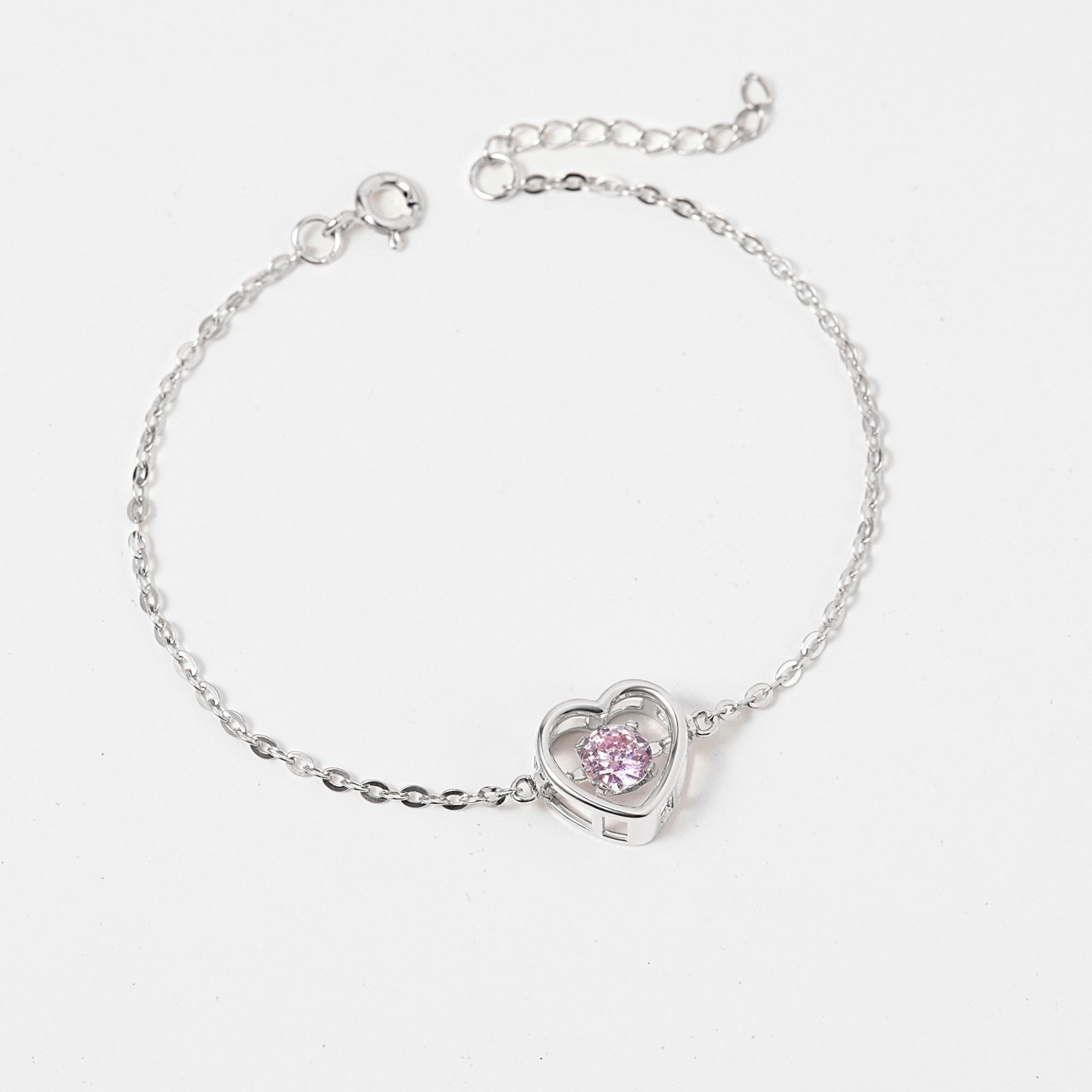 Vòng Tay Bạc 925 Trái Tim Đá Nhảy Bling Heart - VYB56