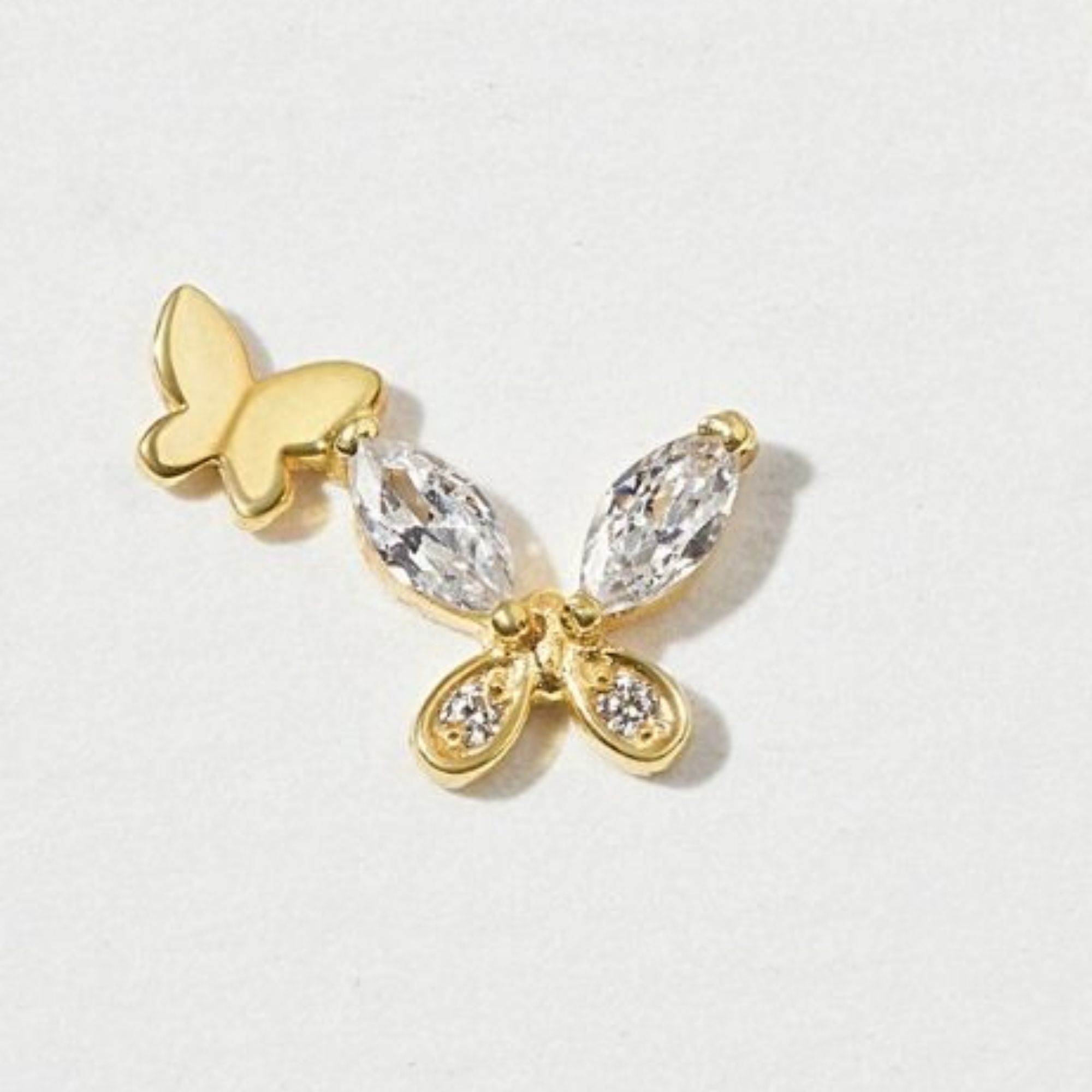 Set Khuyên Tai Bướm Bạc Classic - Earrings Stack Hoa Tai Nụ Hồ Điệp CARA LUNA - Set Dainty Butterfly (2 chiếc)