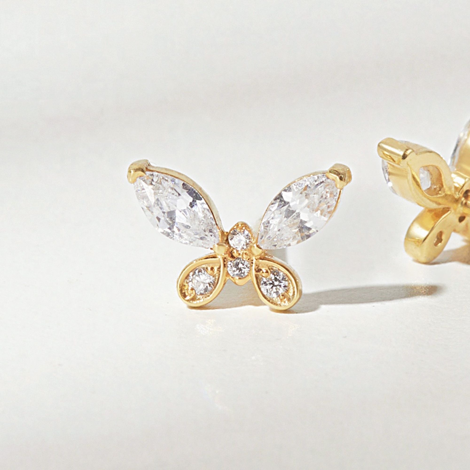 Set Khuyên Tai Bướm Bạc Classic - Earrings Stack Hoa Tai Nụ Hồ Điệp CARA LUNA - Set Dainty Butterfly (2 chiếc)