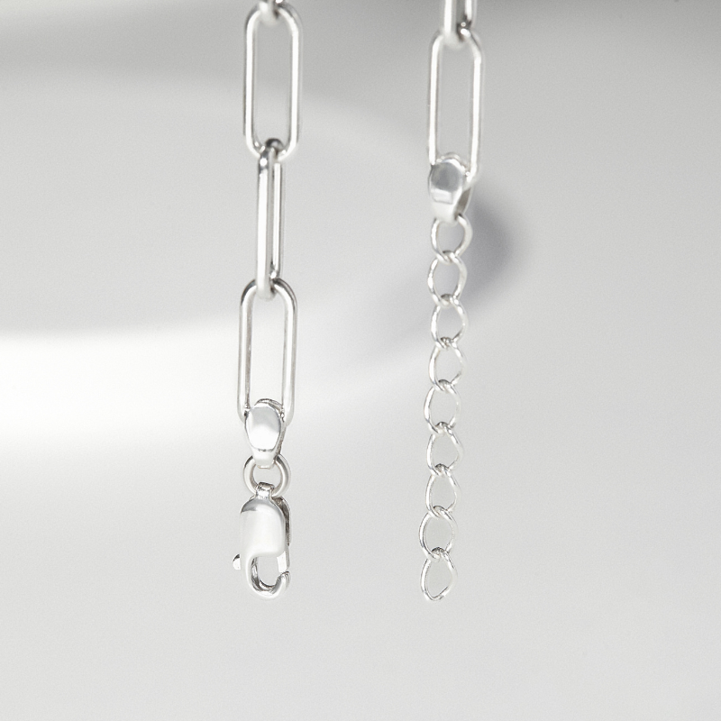 Lắc Tay Bạc 925 Xích Chữ Nhật Trơn Paperclip - VCB04