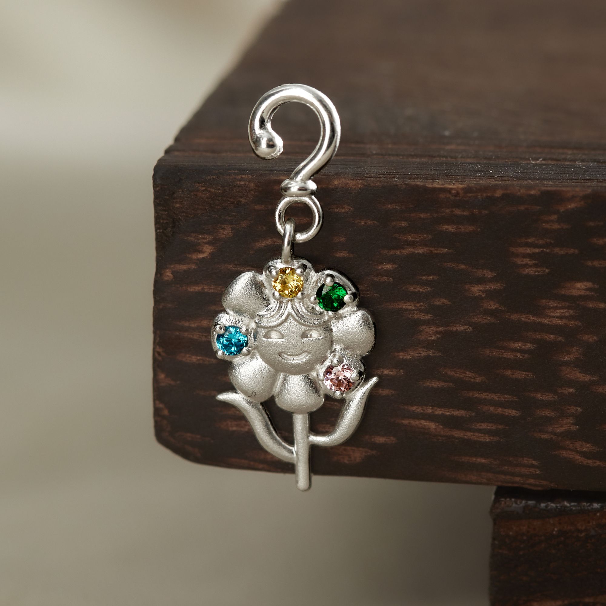 Charm Kính Bạc 925 Bông Hoa Bé Ngoan - Flower Gem - VKC10