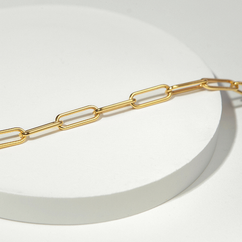 Lắc Tay Bạc 925 Xích Chữ Nhật Trơn Paperclip - VCB04