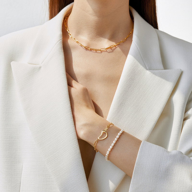 Dây Chuyền Bạc 925 Choker Xích Chữ Nhật Trơn Paperclip - VCN04