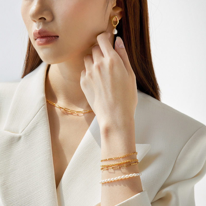 Lắc Tay Bạc 925 Xích Chữ Nhật Trơn Paperclip - VCB04