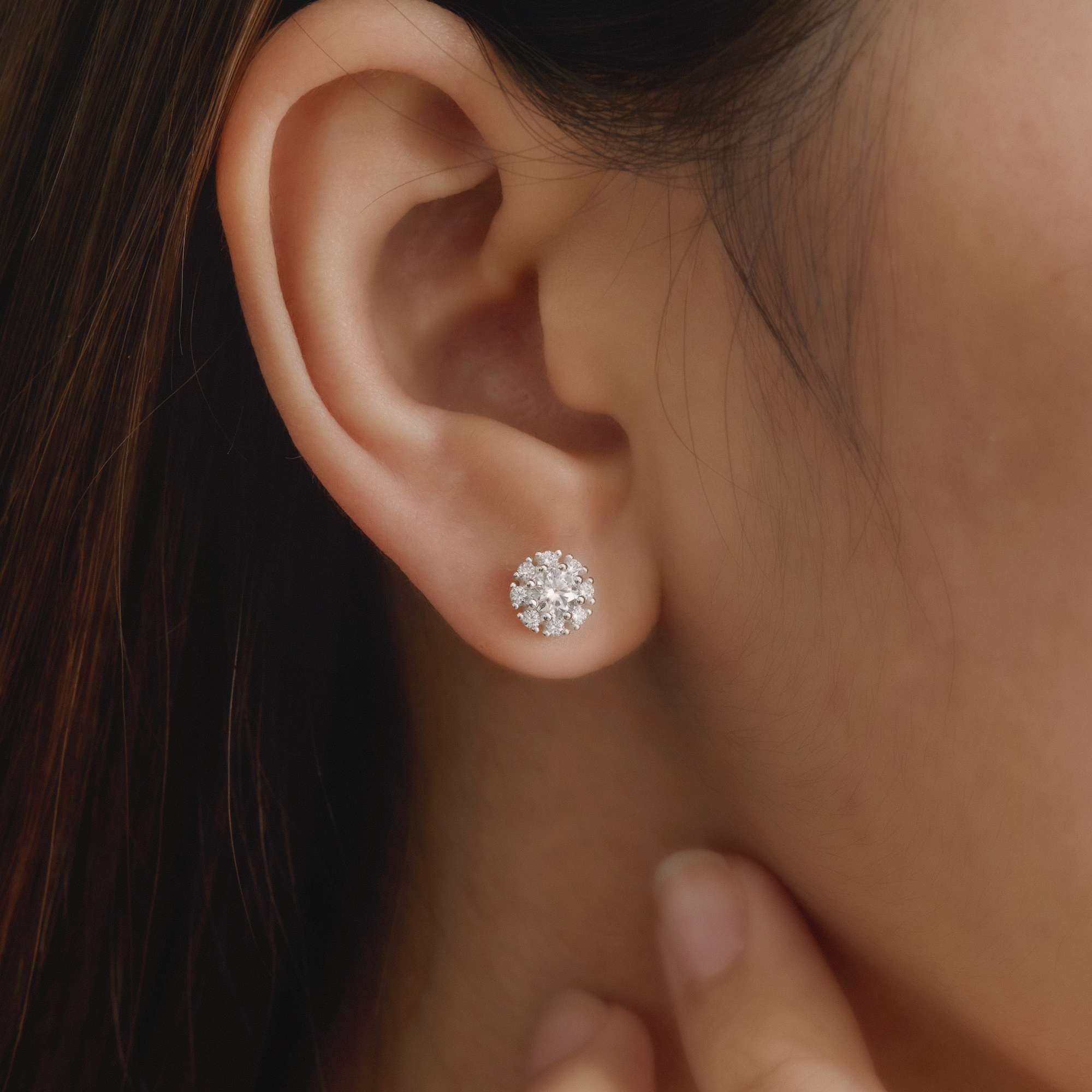 Quà Tặng 8/3 Khuyên Tai Bạc 925 Bông Tuyết Kim Cương Moissanite - VCE533-MS