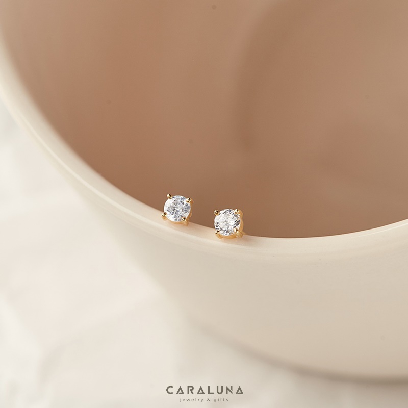 (1 cái) Hoa Tai Bạc 925 Nụ Đá Minimalist Studs-BE13-2-L