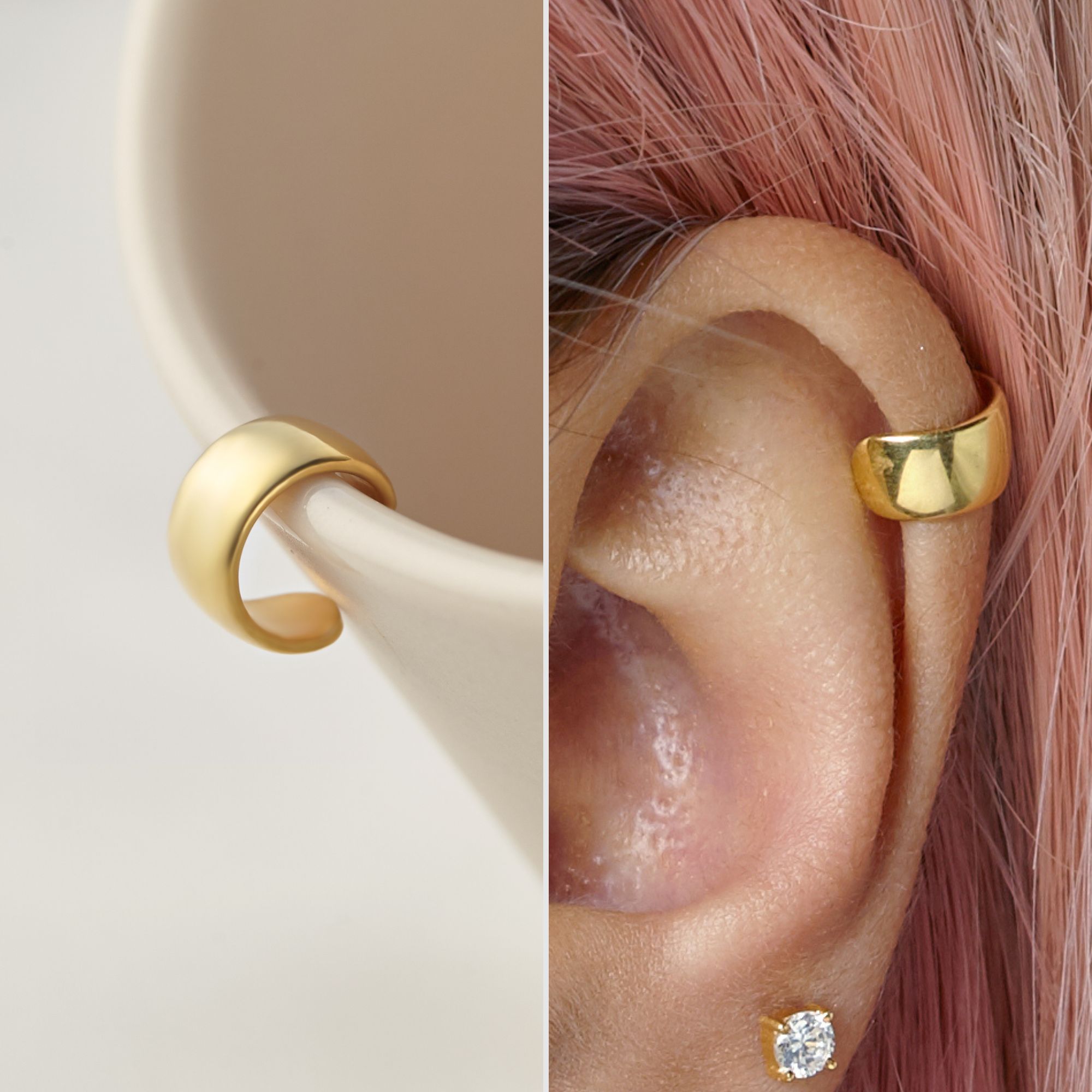 (1 Cái) Khuyên Tai Kẹp Vành Bạc 925 Bản Dẹt Classic Ear Cuff - BE18-L