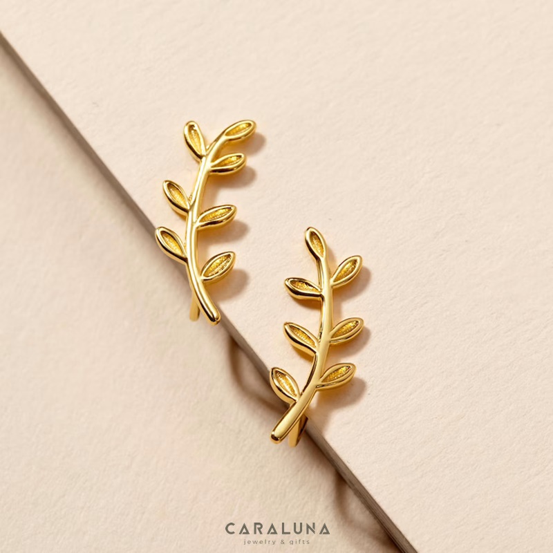 (1 cái) Hoa Tai Bạc 925 Dáng Leo Climber Kẹp Vành Lá Nguyệt Quế-BE52-L