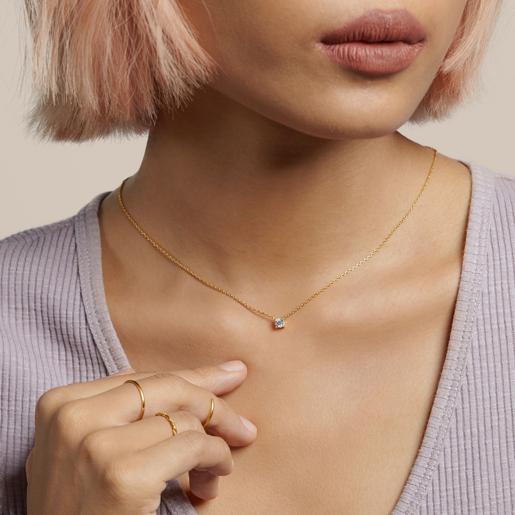 Dây Chuyền Bạc 925 Đính Đá Chủ - Single Stone Necklace - BN06