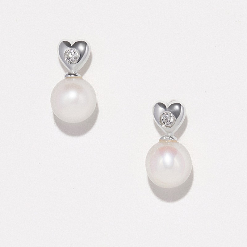 Bông Tai Bạc 925 Đính Ngọc Trai Tự Nhiên Love Pearl - VUE502