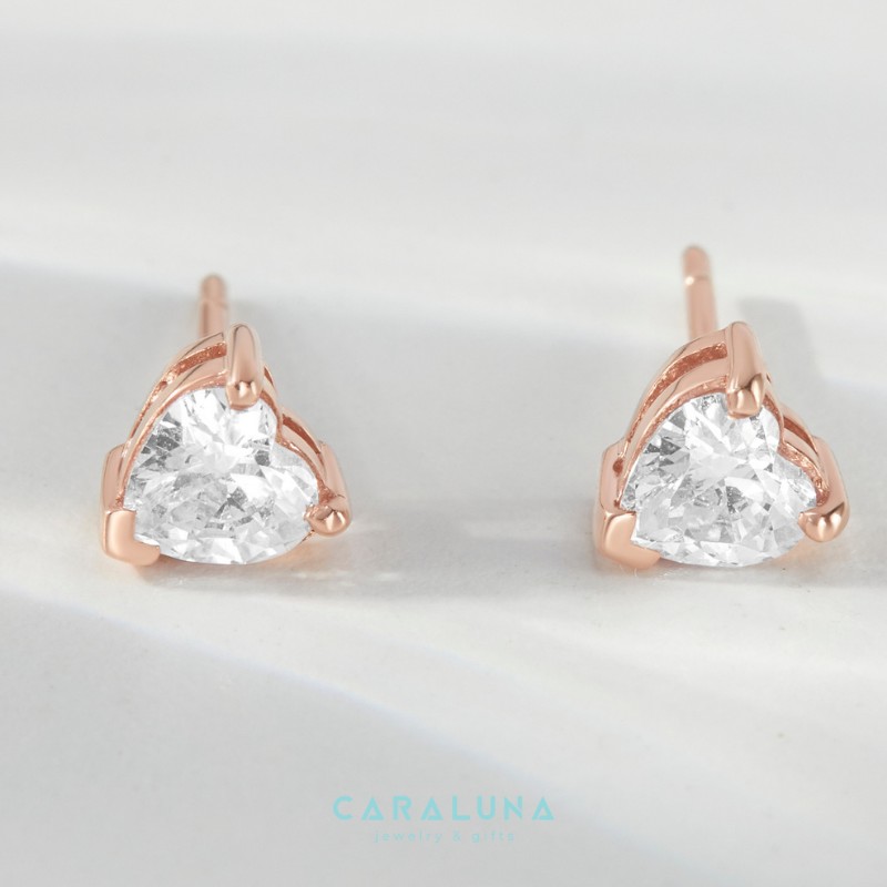 Bông Tai Bạc 925 Nụ Trái Tim Nhỏ Đính Đá Crystal Heart - VYE30