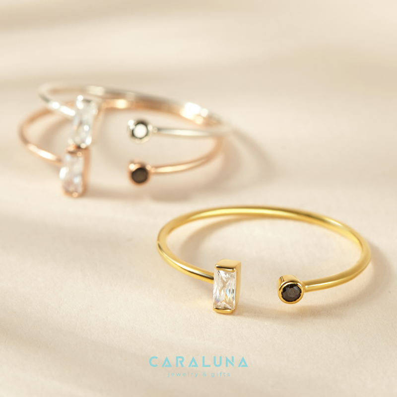 Nhẫn Bạc 925 Hở Đá Baguette Dọc Cool Lady - BR44