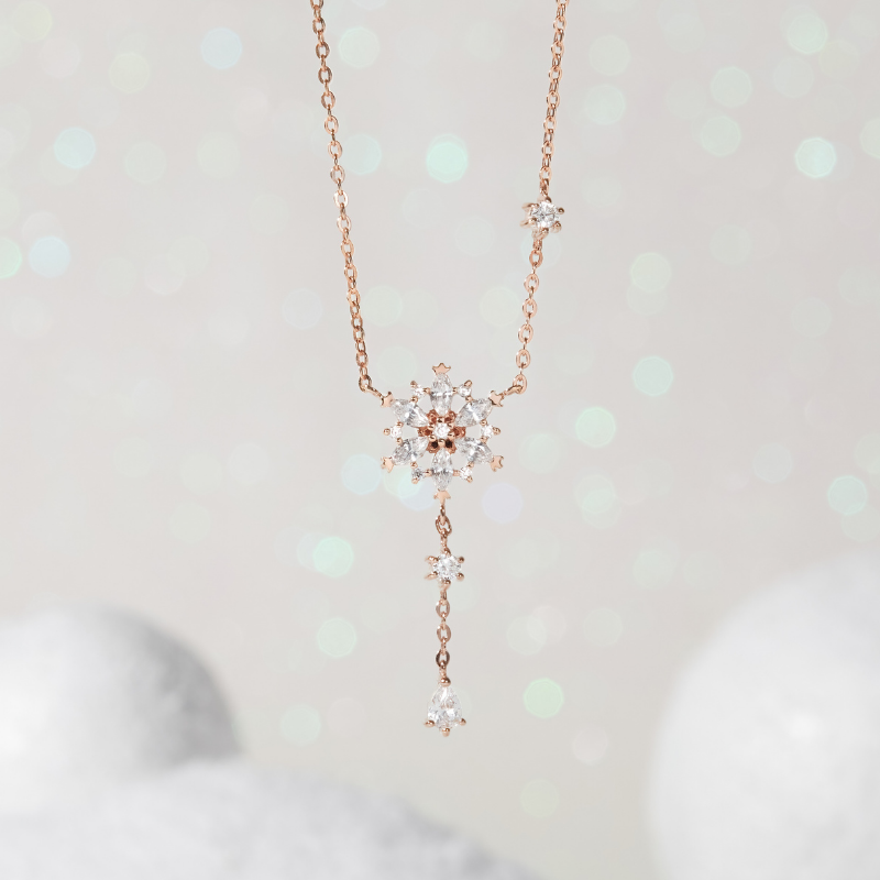 Dây Chuyền Bạc 925 Bông Tuyết Treo Đính Đá Stone Winter Snow - VGN05