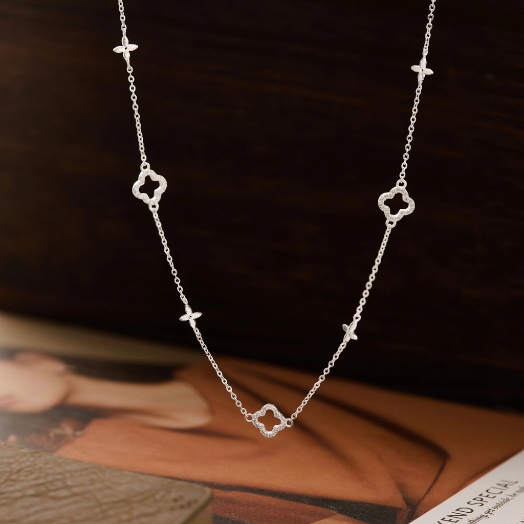 Dây Chuyền Bạc 925 Cỏ 4 Lá Nhiều Charm Lucky Clover - VCN46