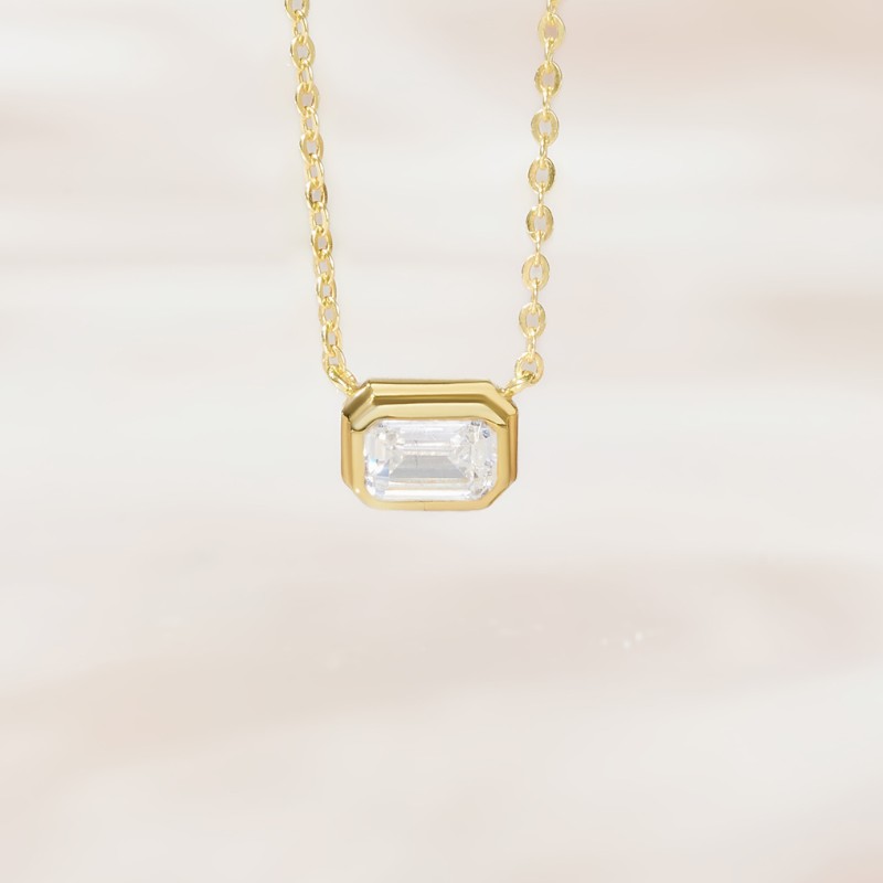 Dây Chuyền Bạc 925 Đính Đá Chữ Nhật Emerald Cut - VSN14