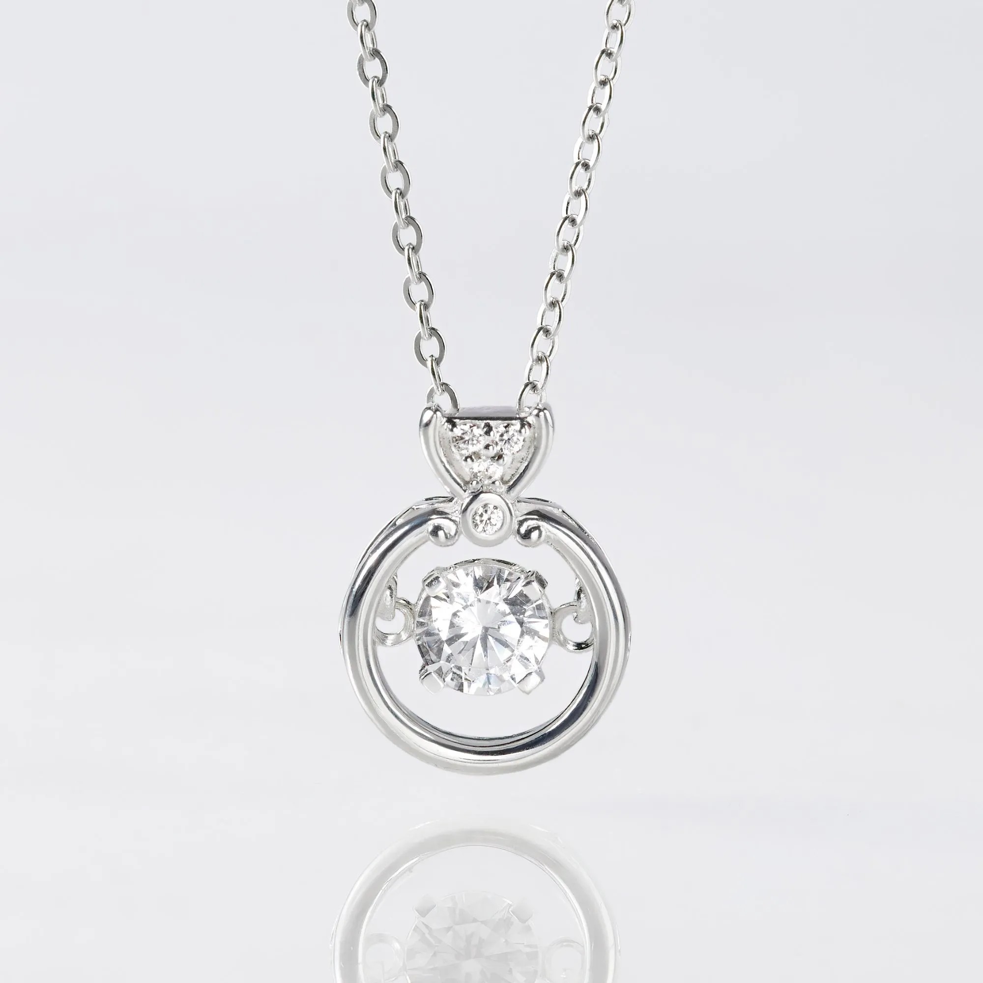 Dây Chuyền Bạc 925 Nhẫn Cầu Hôn Đính Đá Ring Dancing Stone - VYN70