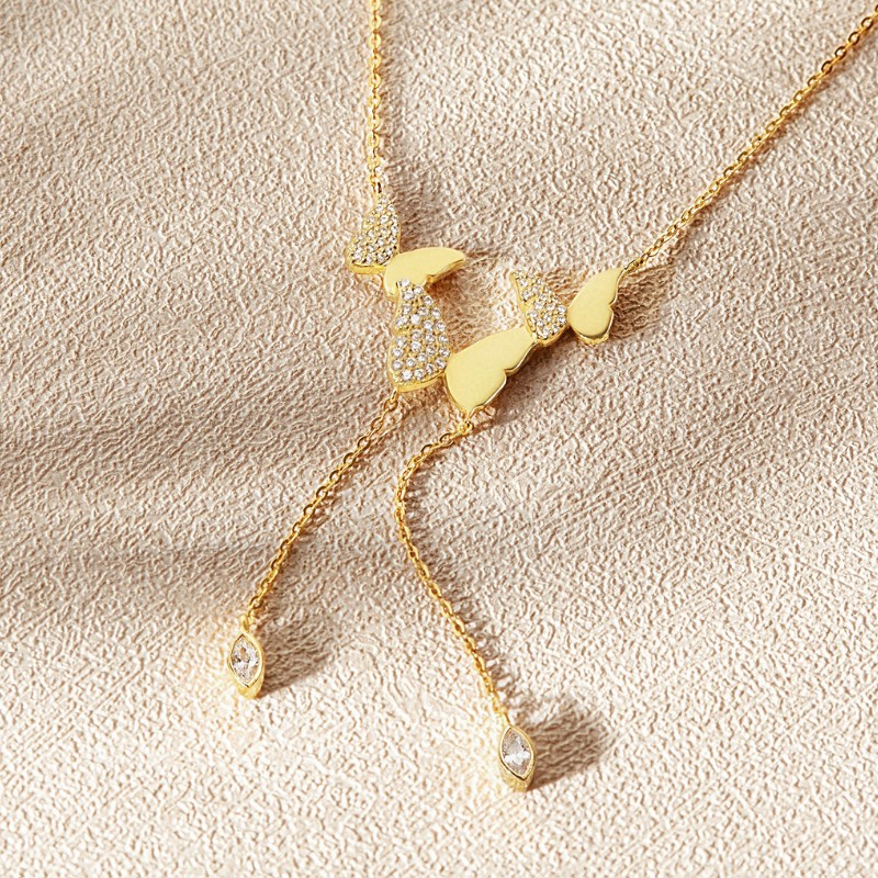 Dây Chuyền Bạc 925 Lariat Charm Bướm Đính Đá Dainty Butterfly - VSN04