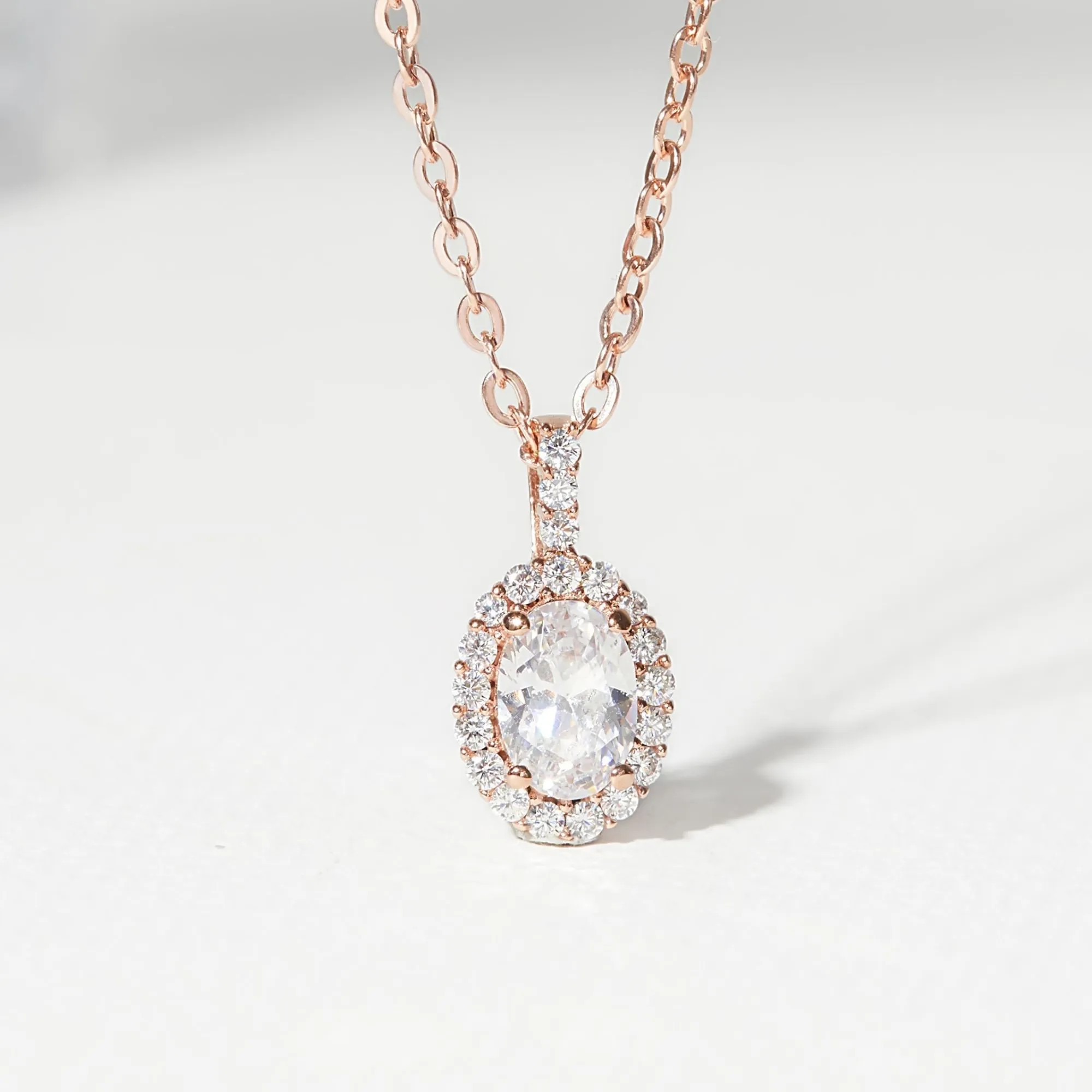 Dây Chuyền Bạc 925 Mặt Oval Tròn Đính Đá - Bling Classic - VCN09