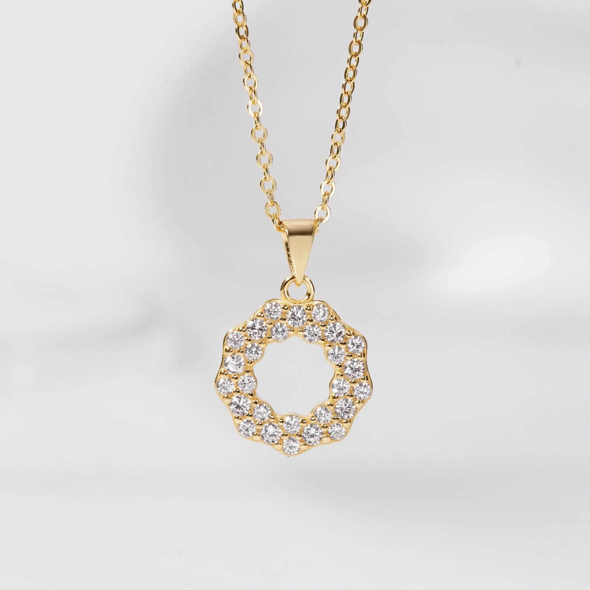 Dây Chuyền Bạc 925 Mặt Trời - Mặt Tròn Đính Đá Circle Necklace -VCN513
