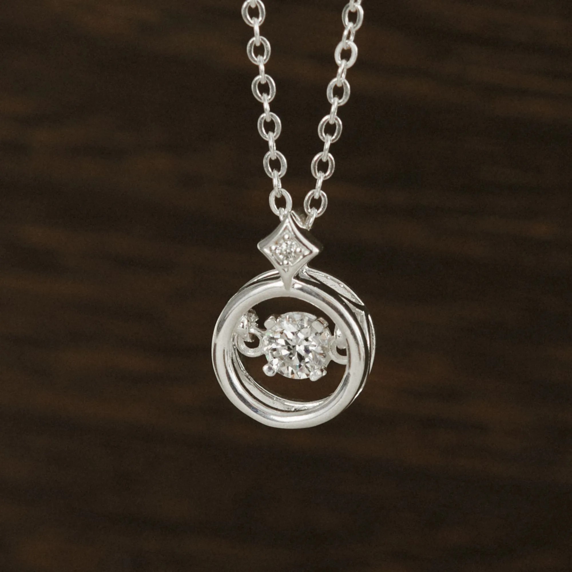 Dây Chuyền Bạc 925 Star Dancing Stone Đính Đá Kim Cương - VCN27-MS