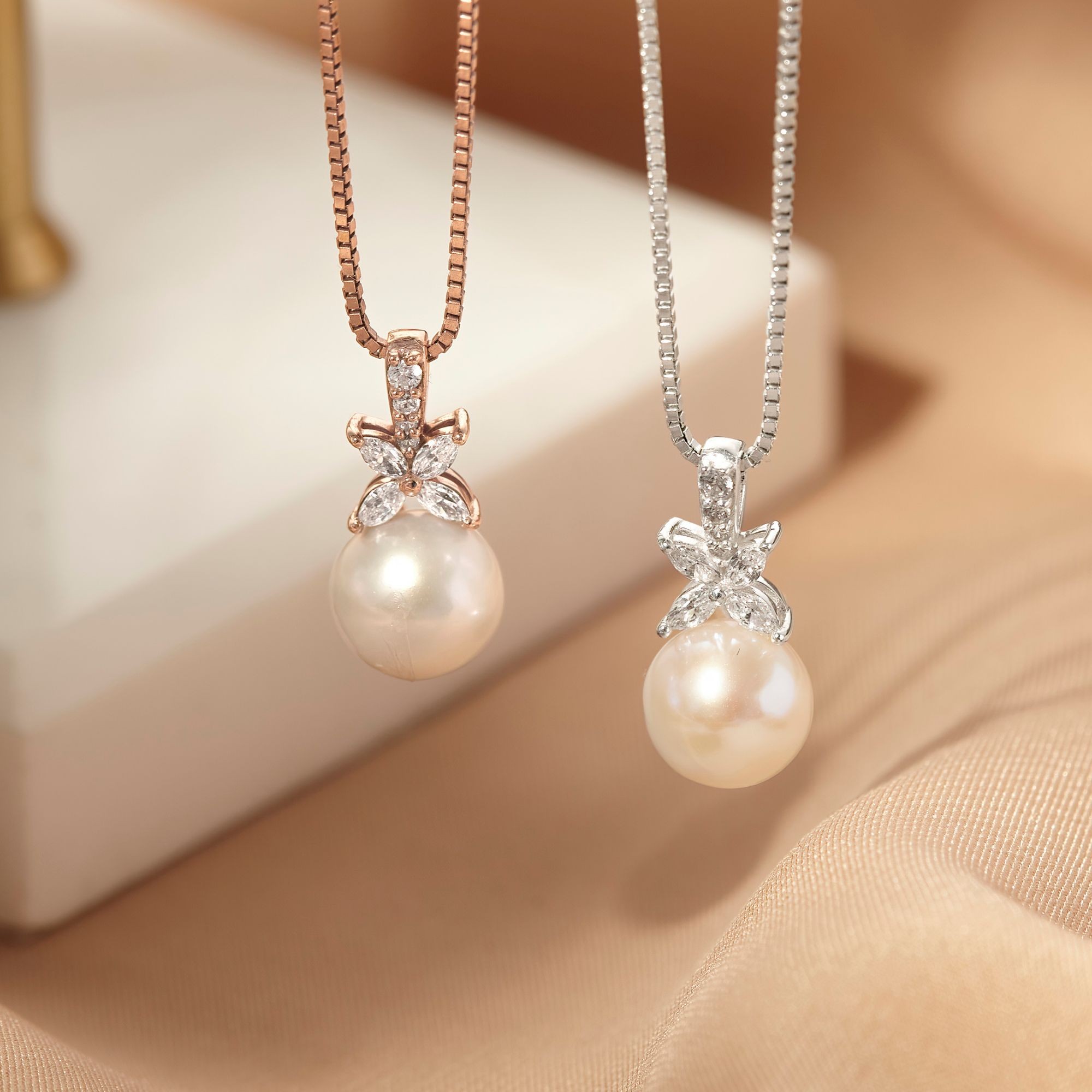 Dây Chuyền Bạc 925 Ngọc Trai Tròn Đính Đá Pearl Stone - VCN23
