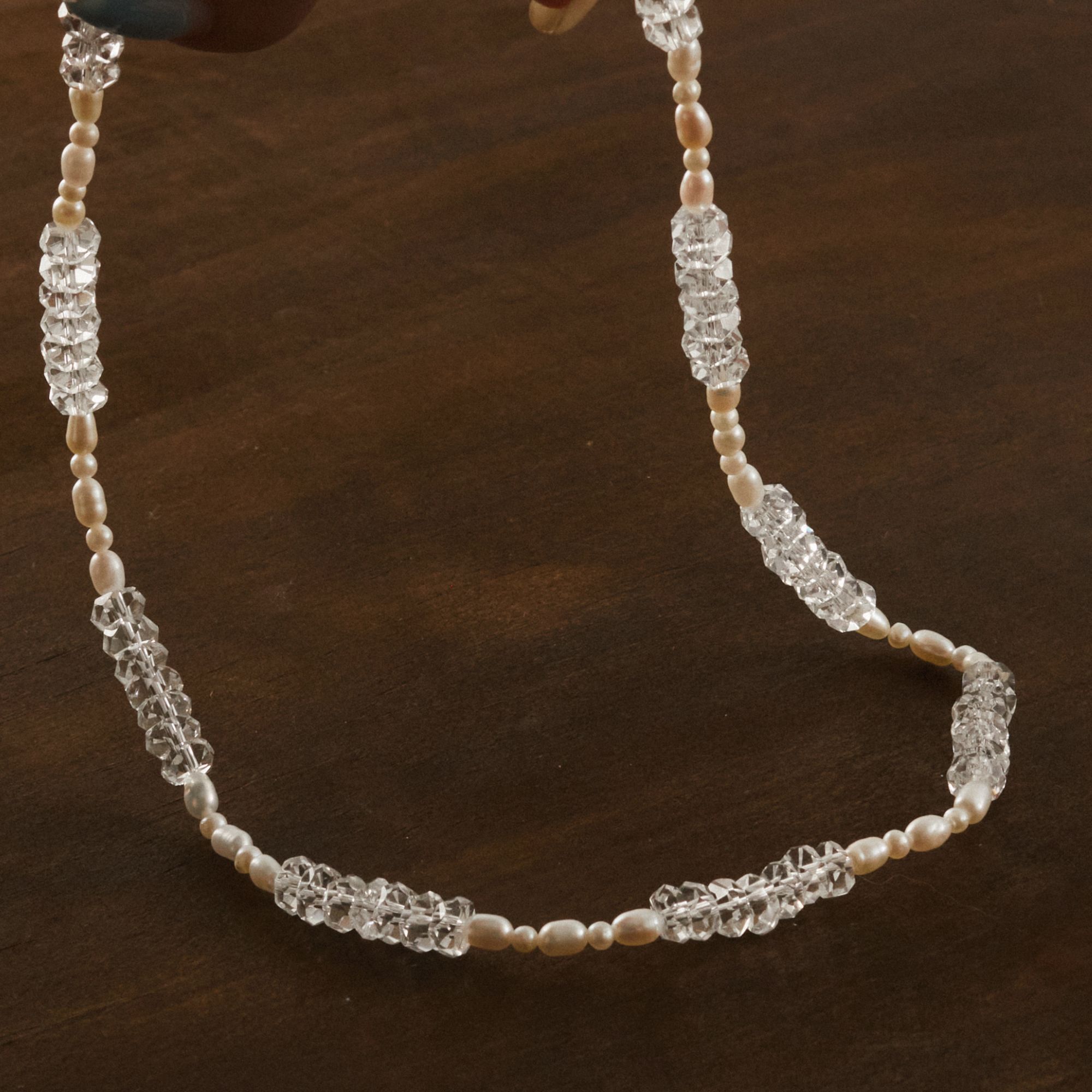 Dây Chuyền Bạc 925 Ngọc Trai Tự Nhiên &  Đá Thạch Anh Trắng - VDN01