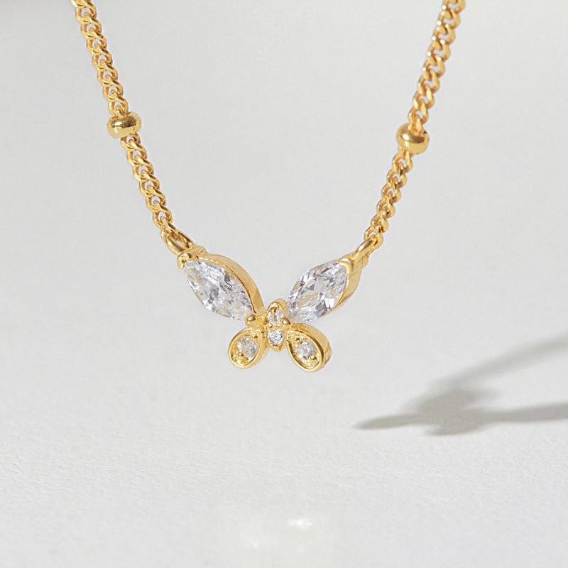 Dây Chuyền Bạc 925 Xích Bi Mặt Bướm Đính Đá Dainty Butterfly - VSN05