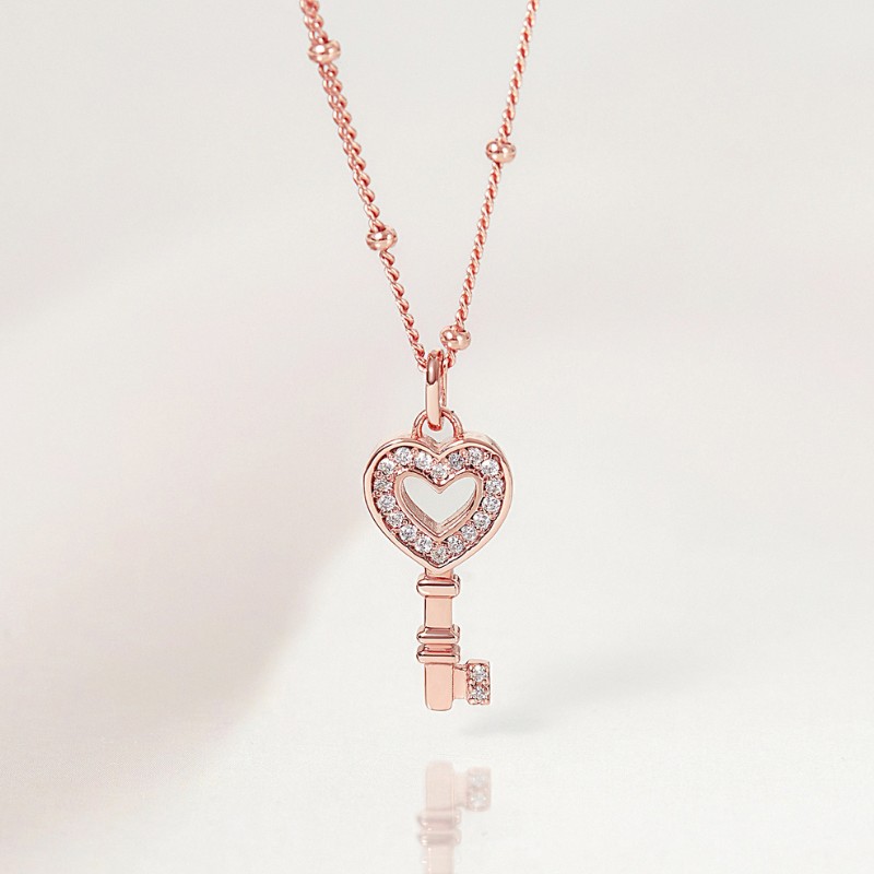 Dây Chuyền Đôi Cho Nữ Bạc 925 Chìa Khóa Trái Tim Heart Lock - VYN59 *