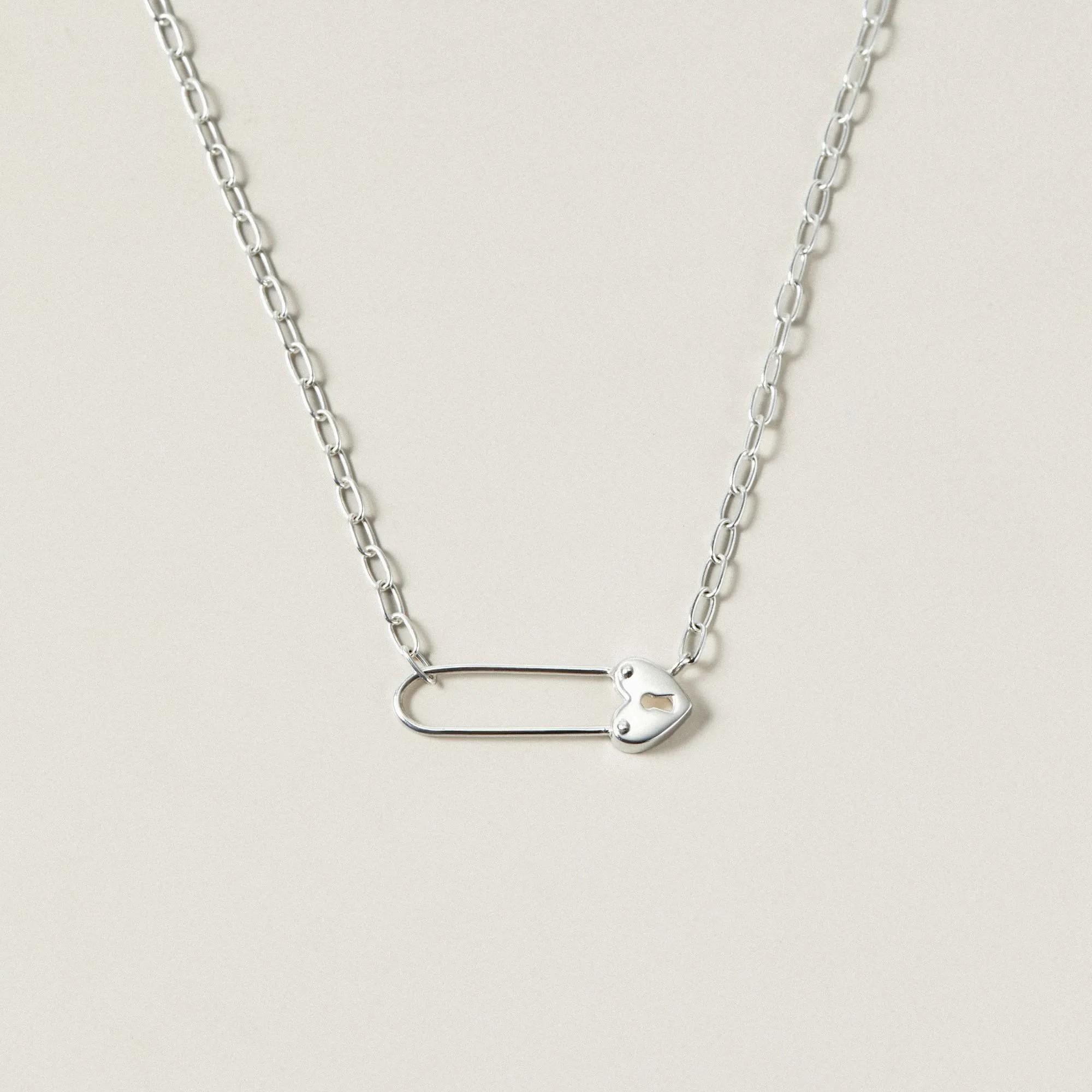 Dây Chuyền Safety Pin Bạc 925 Hình Ghim Cài Đuôi Trái Tim Chữa Lành Tổn Thương - VCN42