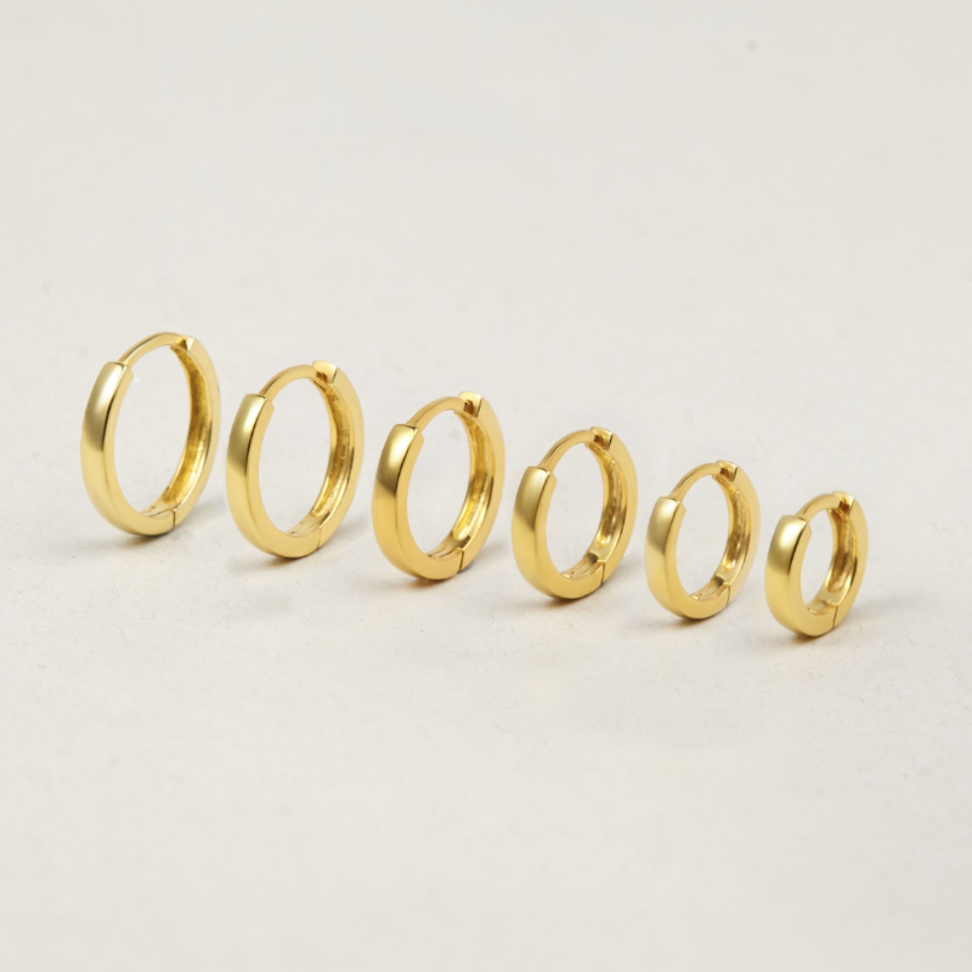 Set Khuyên Tai Hoops Trơn Classic - Earrings Stack Hoa Tai Tròn Bạc Ý CARA LUNA - Set Minimalist Studs