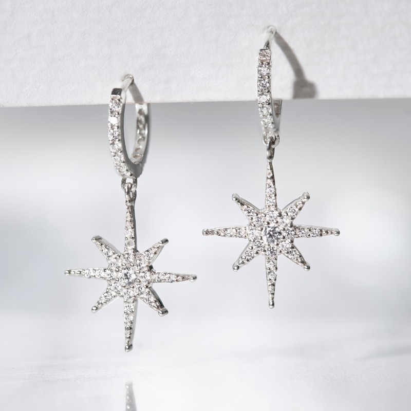 Hoa Tai Bạc 925 Dáng Thả Sao Đính Đá Date Night - Aphrodite - VYE39