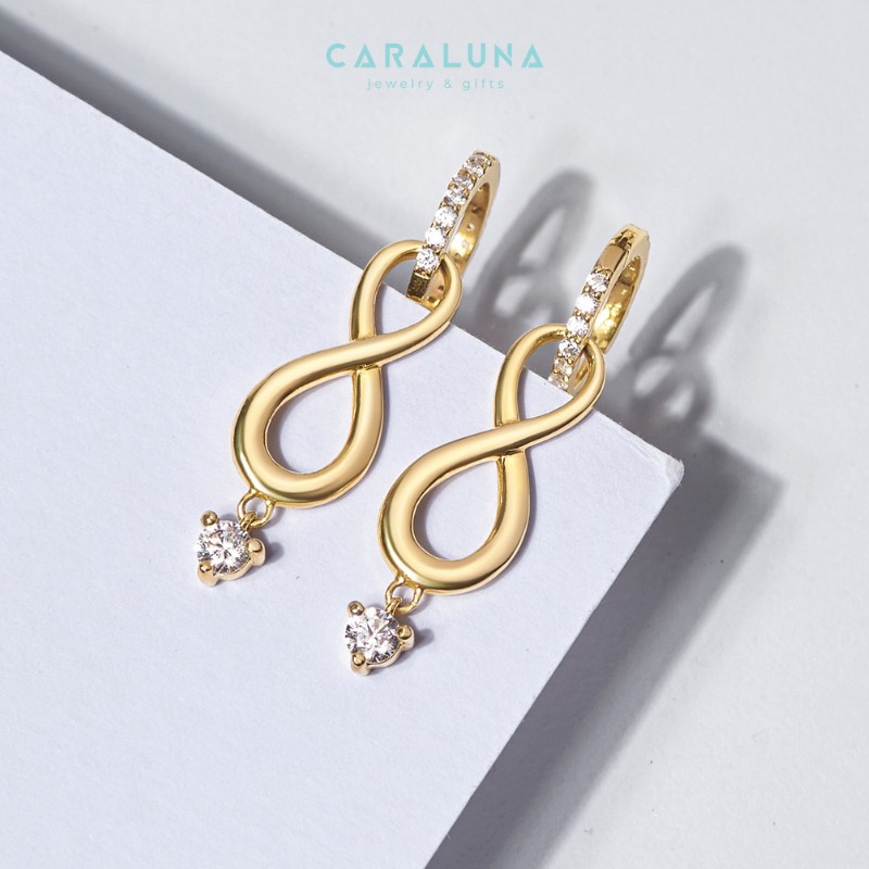 Hoa Tai Bạc 925 Dáng Thả Vô Cực Đính Đá Tình Yêu Vĩnh Cửu - Infinite Love - VYE16