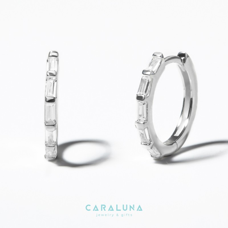 Hoa Tai Bạc 925 Đính Đá Classic - Hoop Earrings - Timeless - VYE503