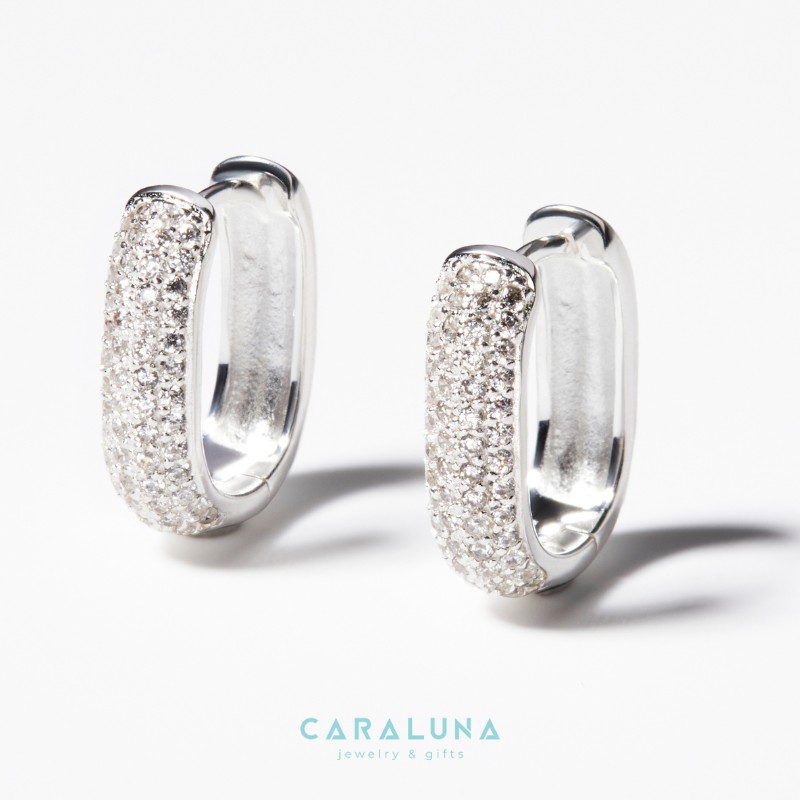 Hoa Tai Bạc 925 Hoop Earring Full Đá Timeless (Medium) - VYE506