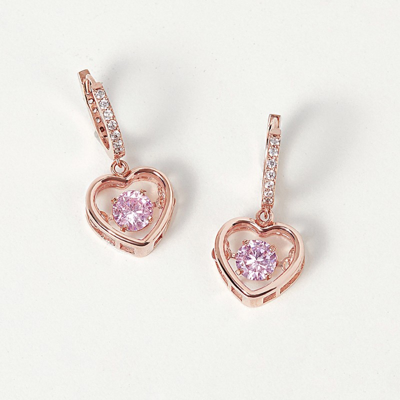 Hoa Tai Bạc 925 Trái Tim Đá Nhảy Bling Heart - VYE51