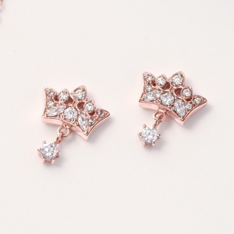 Hoa Tai Bạc 925 Vương Miện Công Chúa Đính Đá Crown Princess - VGE05