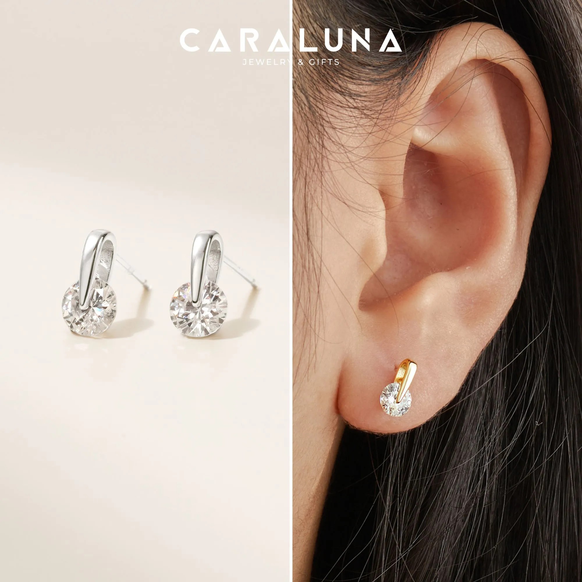 Hoa Tai Nụ Bạc 925 Giọt Nước Đính Đá Water Drop Earrings - VCE511