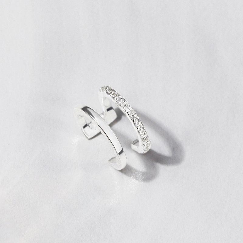 (1 Cái) Khuyên Tai Kẹp Vành Bạc 925 Đính Đá Pave Ear Cuff - VCE06