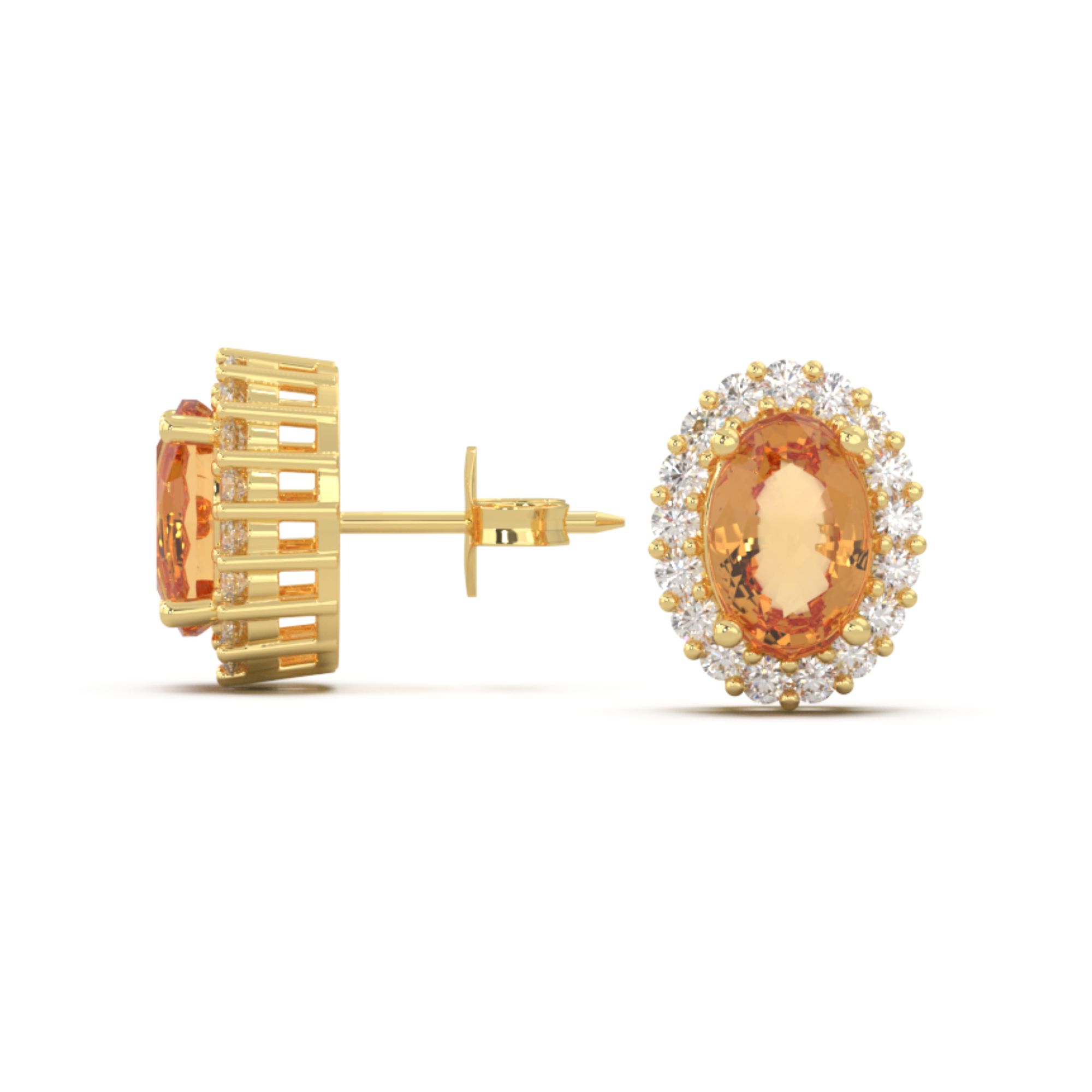 Bông Tai Đá Quý Citrine Vàng - VHE01-01