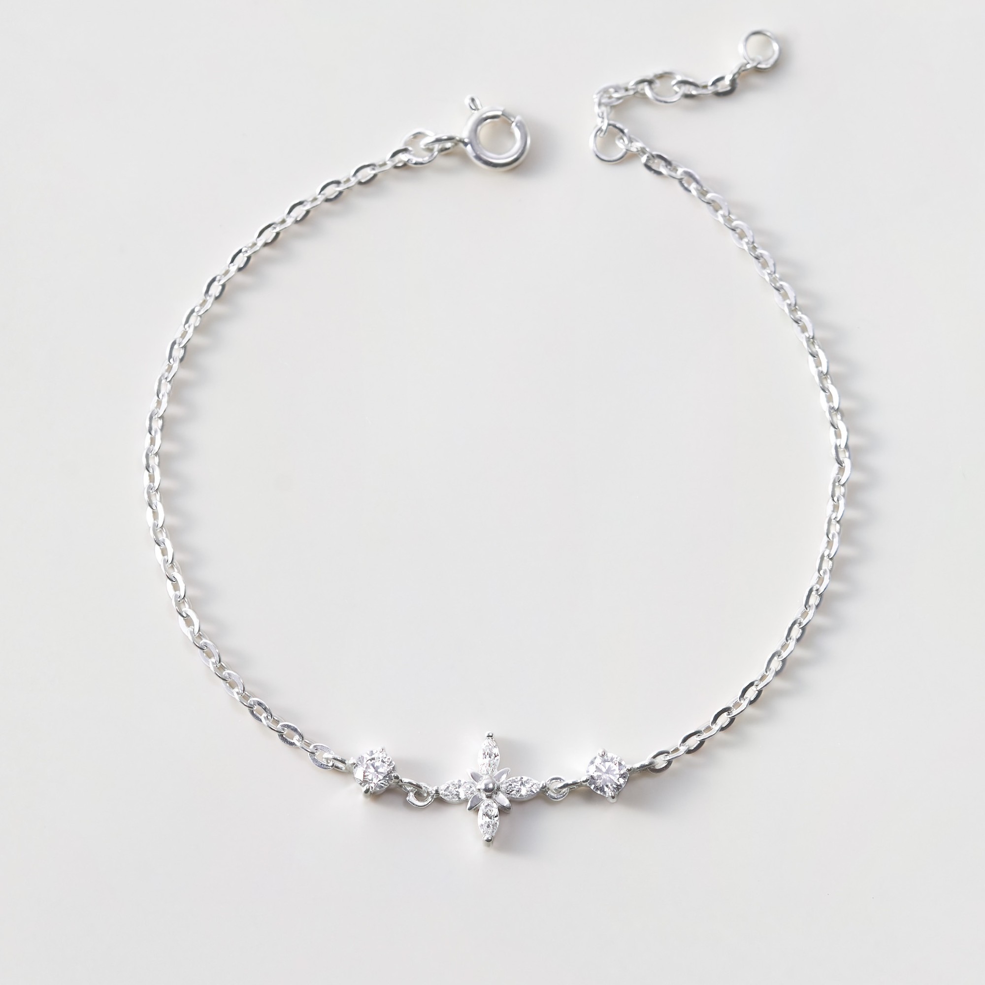 Lắc Tay Bạc 925 Cỏ 4 Lá/ Ngôi Sao 4 Cánh Đính Đá Star Stone - VCB17