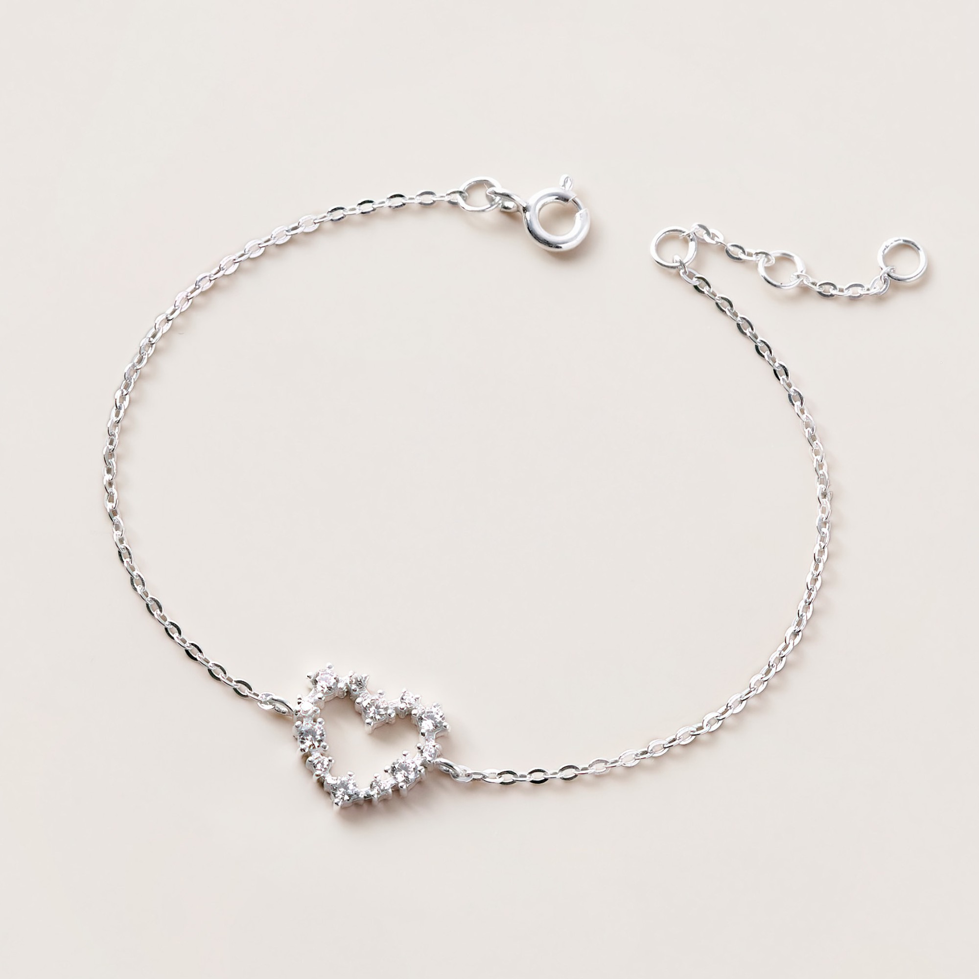 Lắc Tay Bạc 925 Hình Trái Tim Nhỏ Đính Đá Viền - Tiny Heart - VCB12