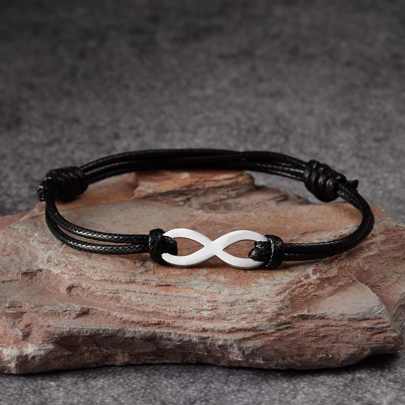 Lắc Tay Bạc 925 Vô Cực Classic Dây Da Nam Tính - VYB76