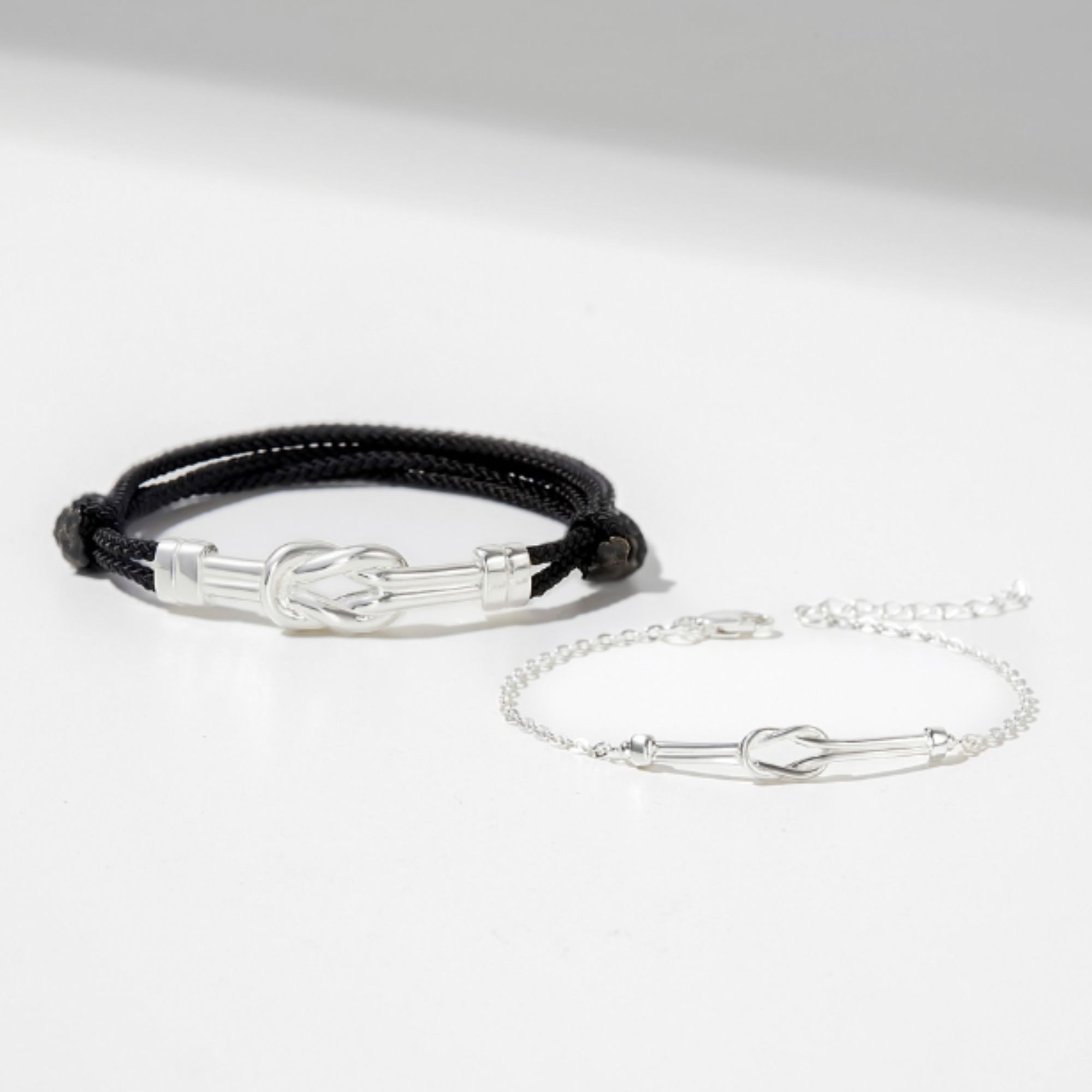 Cặp Vòng Tay Đôi Bạc 925 Love Knot Nút Thắt Gắn Kết - VYB46-VYB47